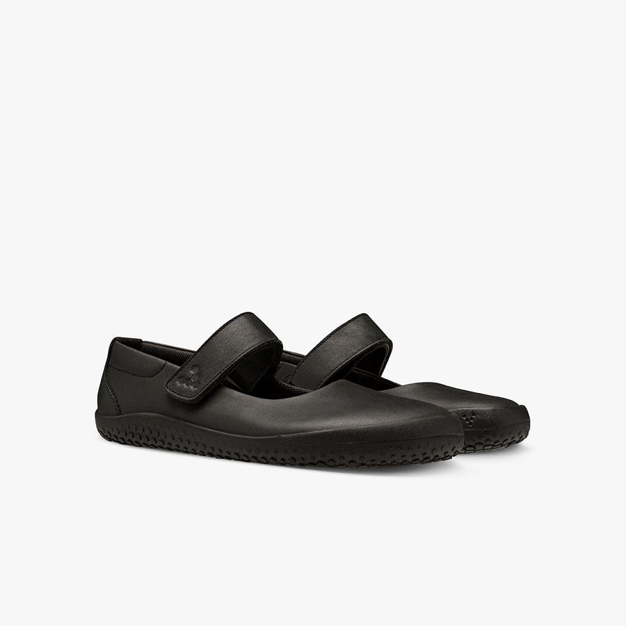 Black Kids' Vivobarefoot Wyn School II Juniors Casual Shoes | Philippines 0234MQZA